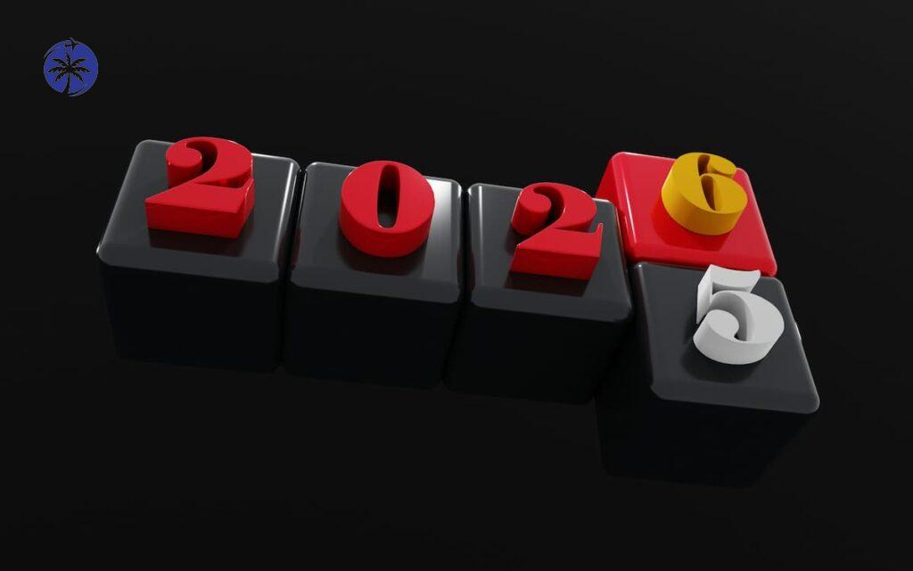 Imagem mostra placa de virada de ano.